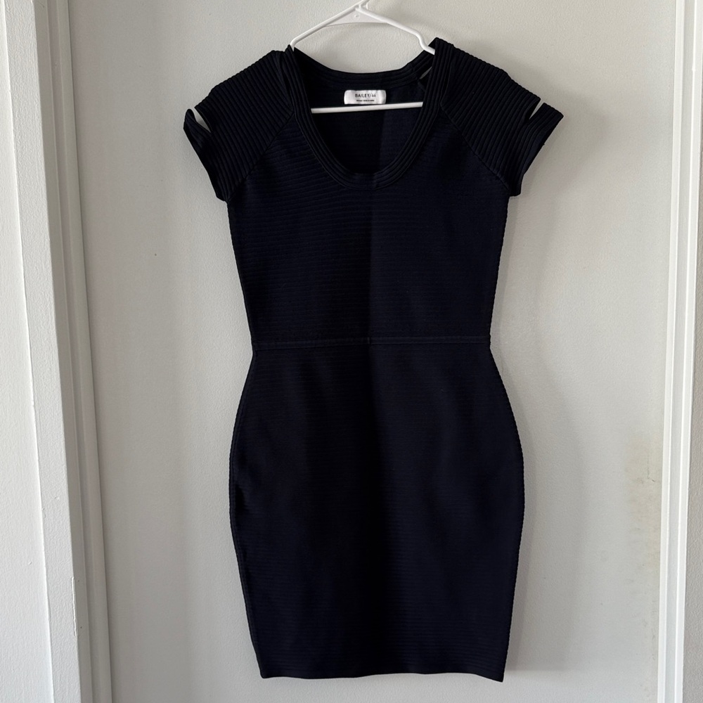 Bailey 44 Black Ribbed Mini Dress